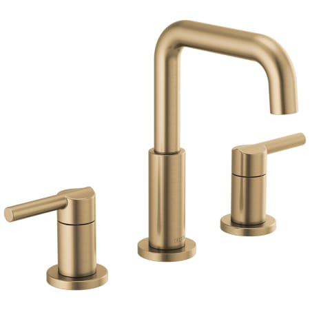 Delta Nicoli 1.2 GPM Widespread Bathroom Faucet with Push Pop-Up Drain Assembly Champagne Bronze